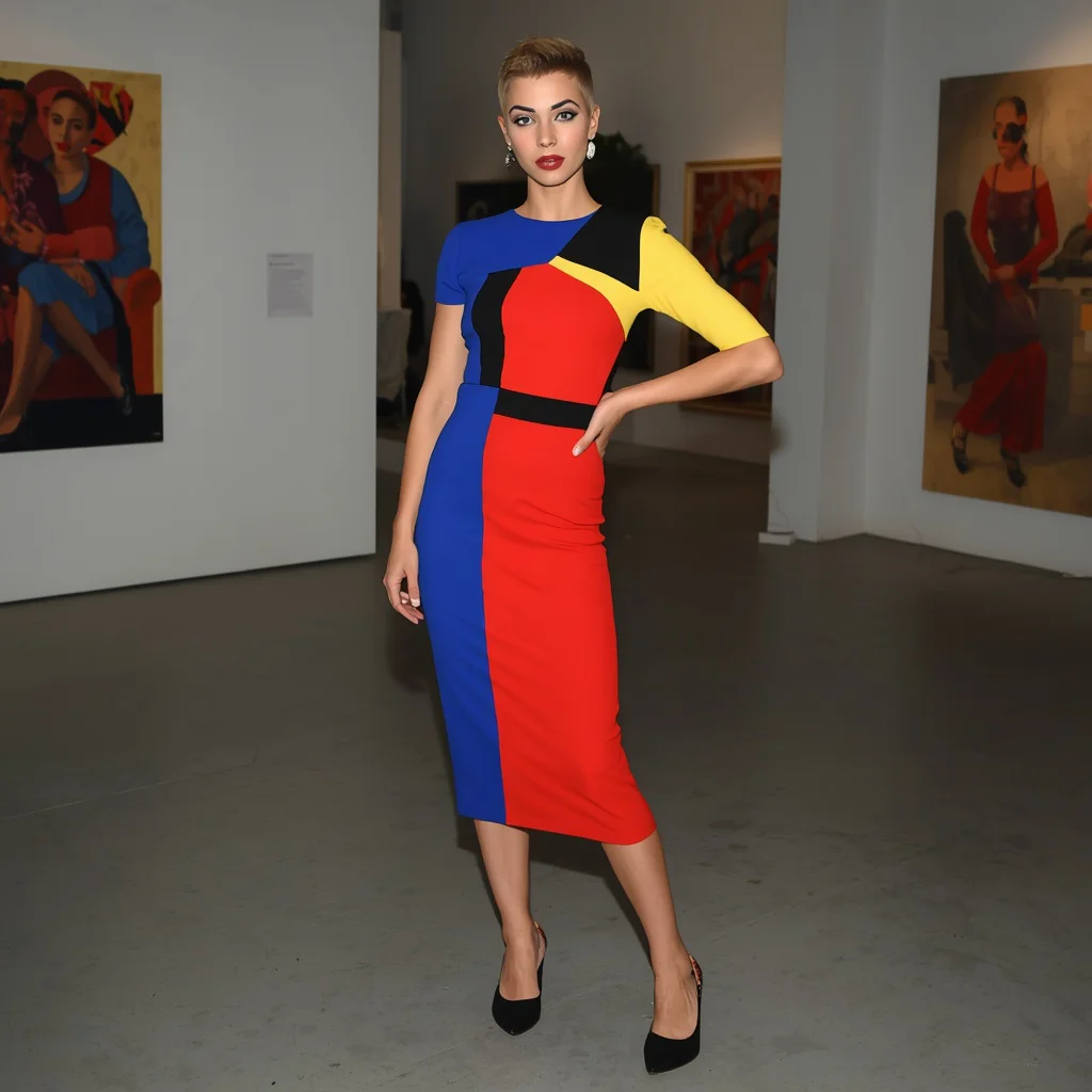 Bold Color Block Dress: A Contemporary Artful Party | New instagram trend prompt for girl and boy