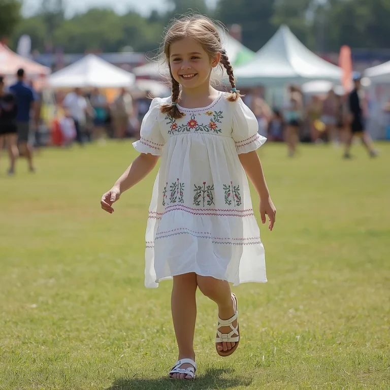 Cute Embroidered Tiered Dress for a Little Girl’s Summer Festival | Girls Prompt