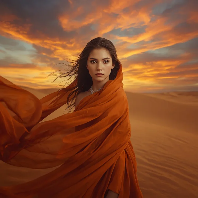 Desert Princess: A Beautiful Girl with Flowing Fabric | Girl Hindi Prompt