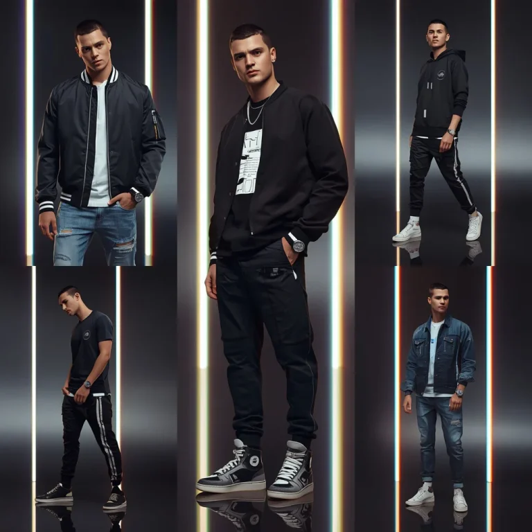 Prism-Inspired Collage Featuring a Man in Designer Streetwear | Prompt for traditional look for boy instagram