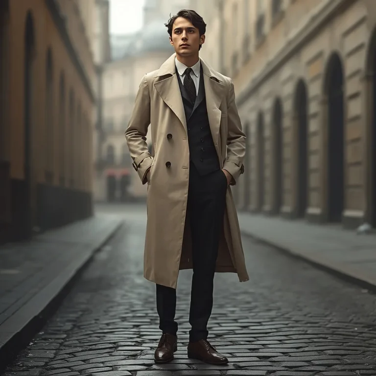 Refined Man in a Vintage-Inspired Trench Coat | Handsome Boy Prompt